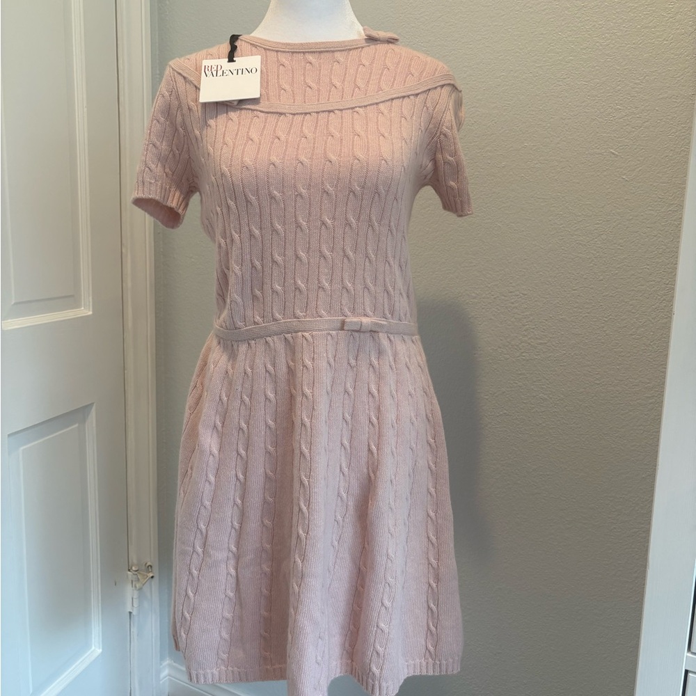 NWT RED Valentino Pink Cable Knit Dress, size M